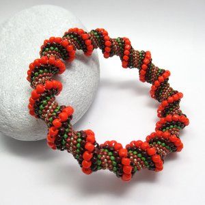 Fall inspired Cellini Spiral beadwoven bracelet